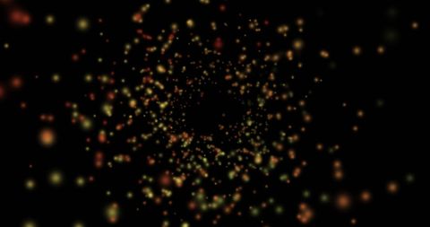 An abstract rendering of colorful particles in motion set against a black background. Ideal for technology-related projects, digital works, or creating eye-catching backgrounds for social media platforms and graphic designs.