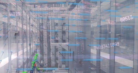 Futuristic Data Center with Digital Overlay of Graphs and Numbers - Download Free Stock Images Pikwizard.com