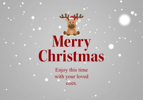 Festive Merry Christmas Card with Reindeer and Snow - Download Free Stock Templates Pikwizard.com