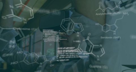 Innovative Scientist Using Virtual Reality for Biochemical Research