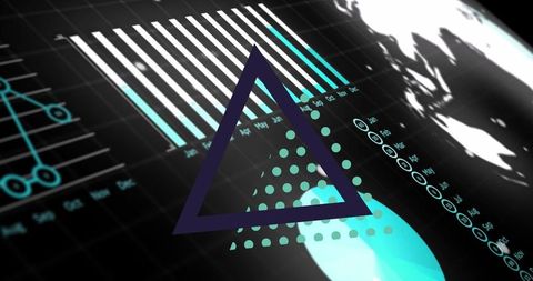 Modern Digital Interface with Global Analytics and Geometric Shapes