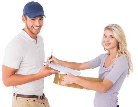 Transparent Happy Delivery Interaction with Smiling Customer - Download Free Stock Videos Pikwizard.com