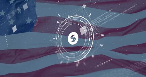 Digital Finance Innovation on USA Flag Background