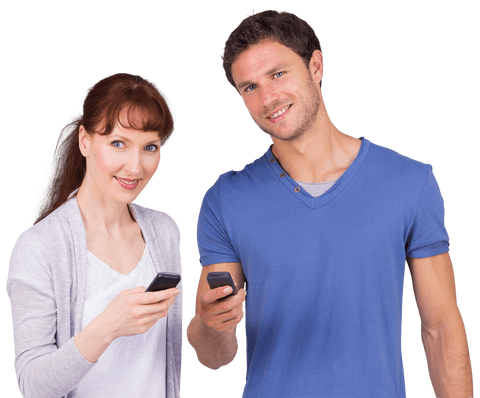 Smiling Caucasian Couple Texting on Transparent Background - Download Free Stock Videos Pikwizard.com