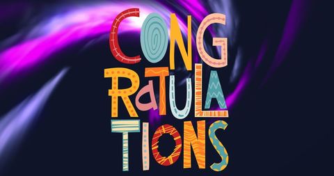 Vibrant Congratulations Over Cosmic Light Background
