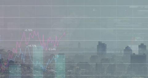 Digital Financial Graphs Overlay Urban Skyline - Download Free Stock Images Pikwizard.com