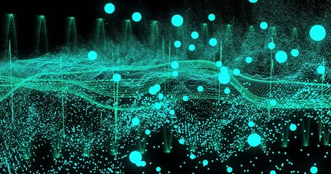 Abstract Digital Grid with Glowing Network Symbols - Download Free Stock Images Pikwizard.com