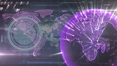 Digital Data Processing Over Futuristic Globe with Global Map