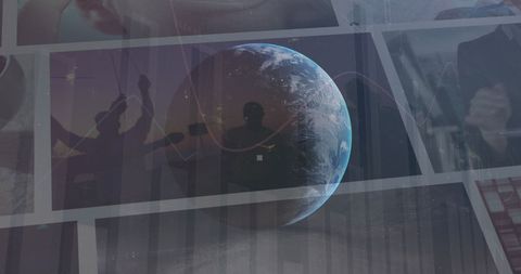 Planet earth overlaying digital financial data graphics