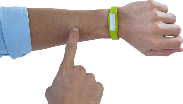 Man Interacting with Fitness Band on Wrist, Transparent Background - Download Free Stock Videos Pikwizard.com