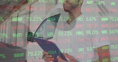 Financial data and delivery concept with global shipping integration