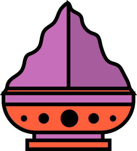 Decorative Shaved Ice in Vibrant Bowl on Transparent Background