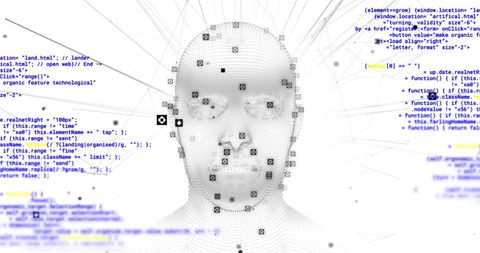 Abstract Digital Processing Interface Over Human Face - Download Free Stock Images Pikwizard.com