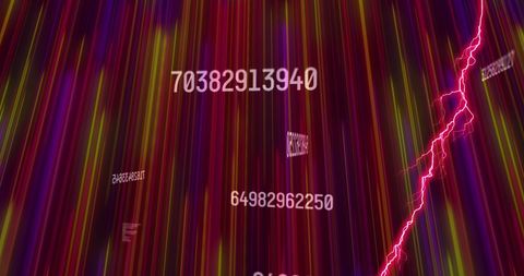 Dynamic Numbers with Lightning on Colorful Digital Background - Download Free Stock Images Pikwizard.com
