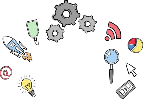 Colorful Digital Symbols on Transparent Background for Networking