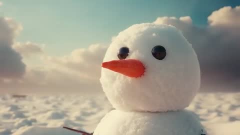 Alone in Winter: Snowman Emerges on Snow-covered Landscape