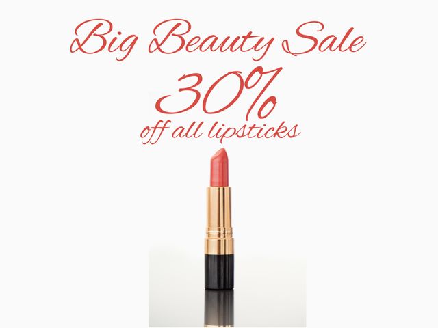 Cosmetic Sale Promotion with Elegant Lipstick Highlighting Discount Offer - Download Free Stock Templates Pikwizard.com