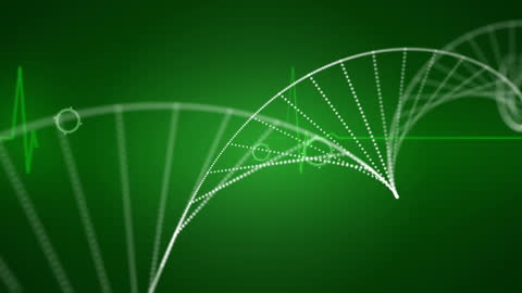 Abstract DNA Helix Over Green Background