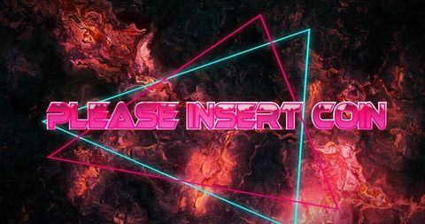 Retro Futuristic Neon Arcade Display with Dramatic Effects