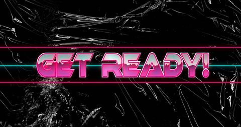 Futuristic neon text get ready on abstract background