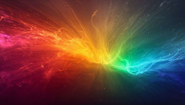 Vibrant Swirling Rainbow Energy Burst in Dark Cosmic Space