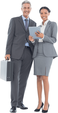 transparent business professionals with tablet and briefcase - Download Free Stock Videos Pikwizard.com