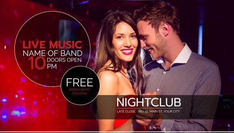 Cheerful Couple Enjoying Live Music at Nightclub - Download Free Stock Templates Pikwizard.com