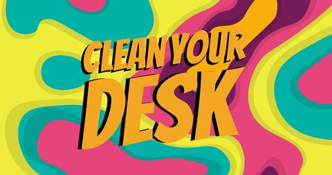 Bold Motivation: Clean Your Desk Neon Retro Patterns - Download Free Stock Images Pikwizard.com