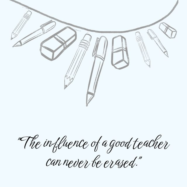 Teacher Appreciation Quote with Pencils and Erasers - Download Free Stock Templates Pikwizard.com