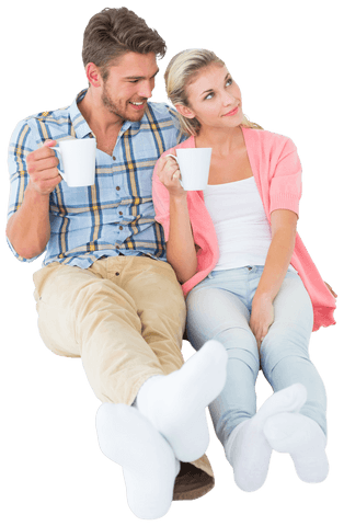 couple enjoying relaxed time with coffee on transparent background - Download Free Stock Videos Pikwizard.com