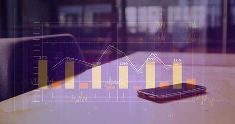 Business charts and smartphone modern workspace