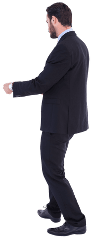 transparent businessman checking time in black suit - Download Free Stock Videos Pikwizard.com