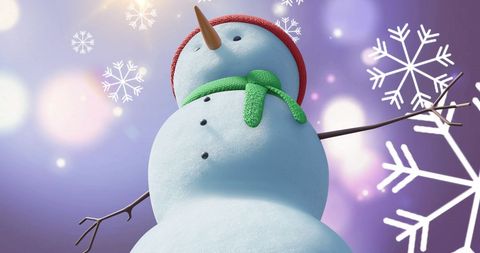 Festive Christmas Snowman with Falling Snow - Download Free Stock Images Pikwizard.com
