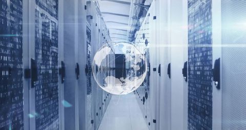 Global Networking and Data Processing in a Server Room - Download Free Stock Images Pikwizard.com