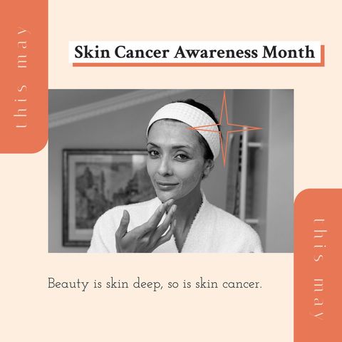 skin cancer awareness month promotion with woman. applying face cream - Download Free Stock Templates Pikwizard.com
