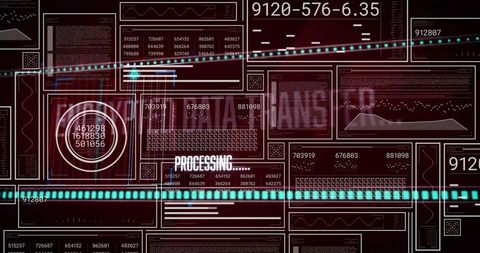 Futuristic Cyber Dashboard with Turquoise Scan Bar and Data Telemetry Interface