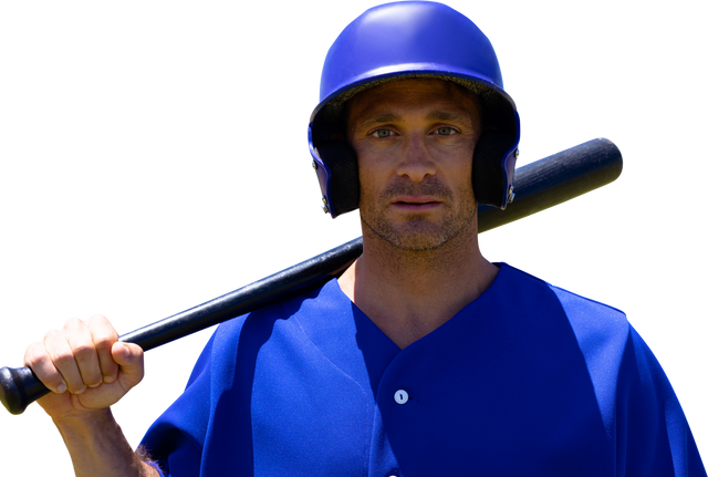 Transparent Baseball Player Holding Bat Wearing Blue Helmet and Jersey - Download Free Stock Videos Pikwizard.com