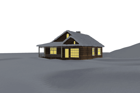 Digital Illustration Snow-Covered House Transparent