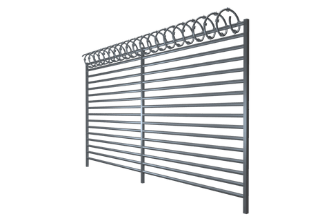 transparent security fence with barbed wire overarching design - Download Free Stock Videos Pikwizard.com