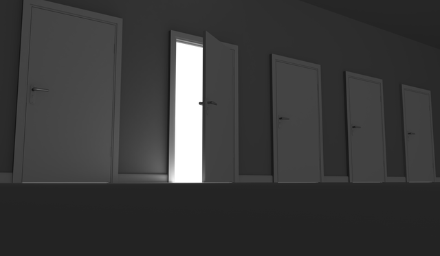 Row of Doors in Dark Interior with a Partially Open One on Transparent Background - Download Free Stock Videos Pikwizard.com