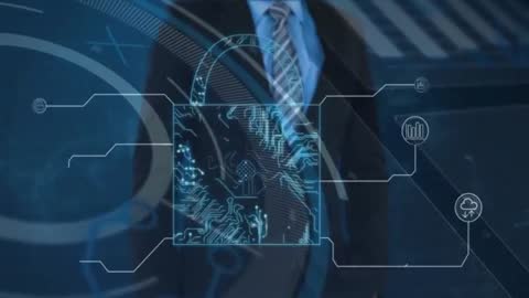 Businessman Activating Digital Padlock for Cybersecurity Protection