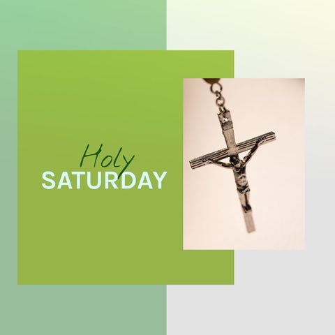 Holy Saturday Concept with Crucifix and Green Accent