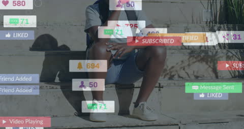 Social Media Icons Floating Around Teen