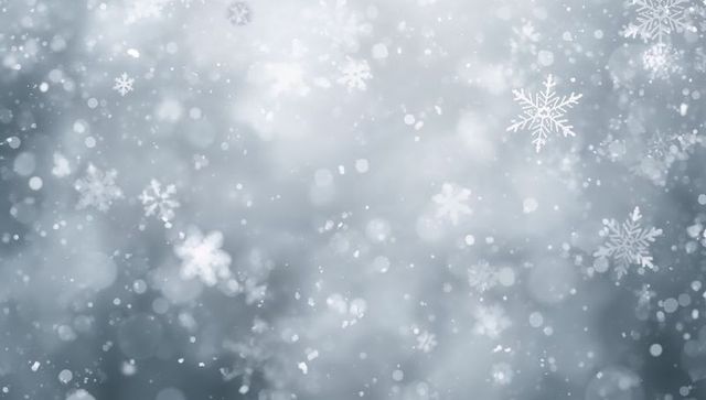 Soft falling snowflakes with bokeh winter background and frosty mist texture for holiday design