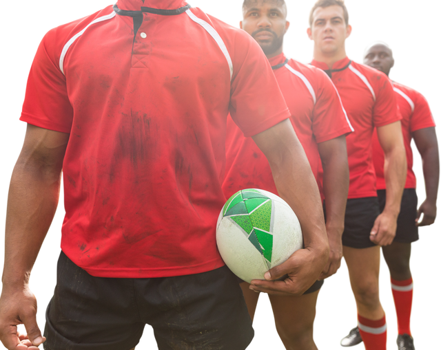 Diverse Team of Rugby Players Holding Rugby Ball Transparent Background - Download Free Stock Videos Pikwizard.com