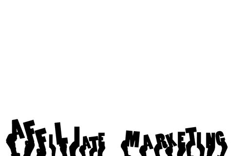 Transparent affiliate marketing text with hands symbol