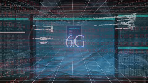 Futuristic 6G Data Visualization with Digital Interface and Coding