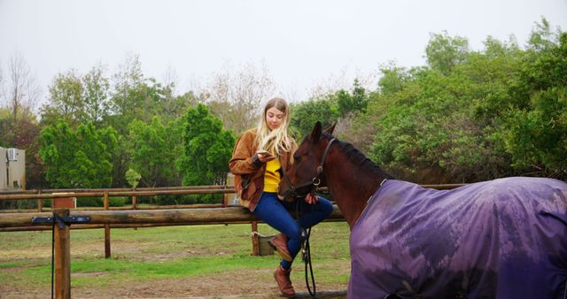 Young Woman Bonding with Horse in Rural Setting - Download Free Stock Images Pikwizard.com
