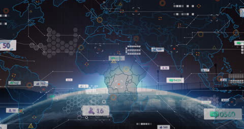 Futuristic Global Data Network Visualization over Earth