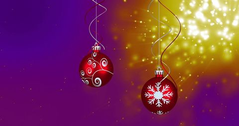 Brightly Colored Christmas Baubles with Decorative Elements